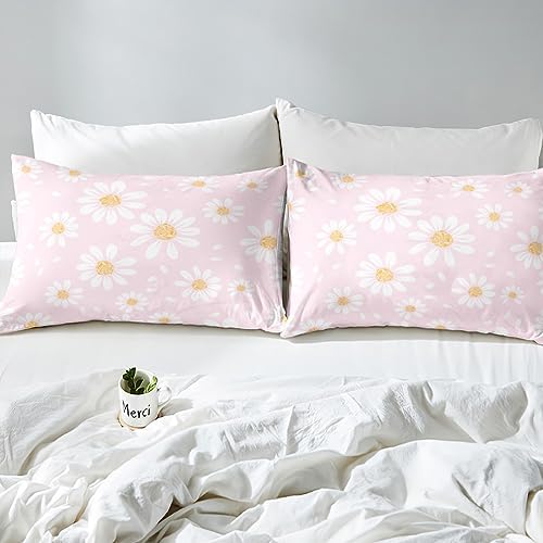 Manfei White Daisy Kids Fitted Sheet Set