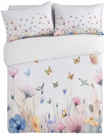 Alandar Home Duvet Cover Set Country Watercolor Flowers