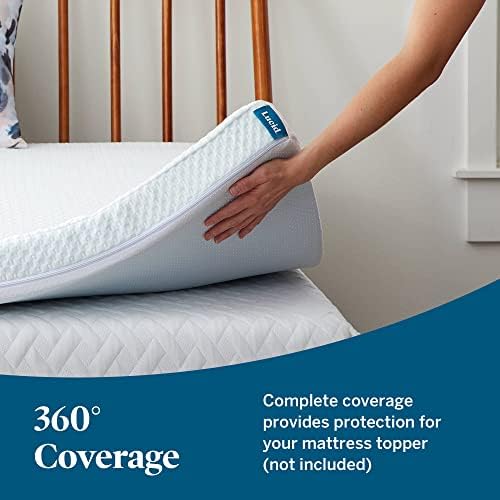 Lucid 2 Inch Mattress Topper Cover King - Zipper Design