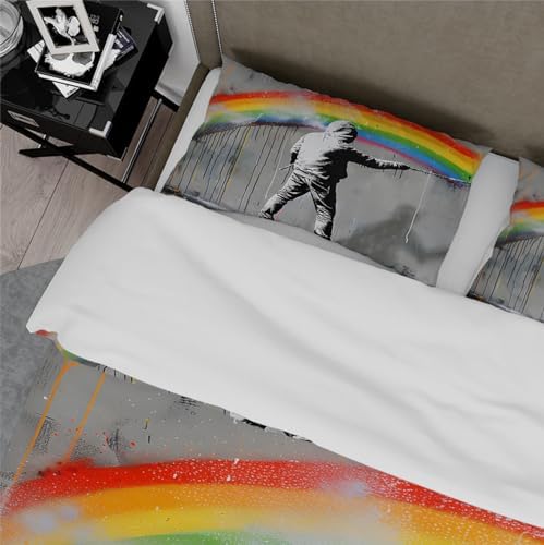 HOBBOY Graffiti Kids Duvet Cover Set 3 Piece Rainbow Print California King