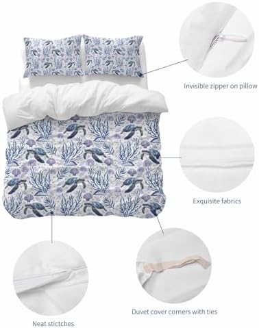 ZOE GARDEN Ocean Turtle Duvet Cover Queen Set