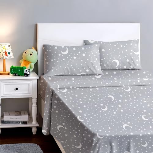 BYSURE Kids Sheets Set MoonStars 4 Piece Deep Pocket