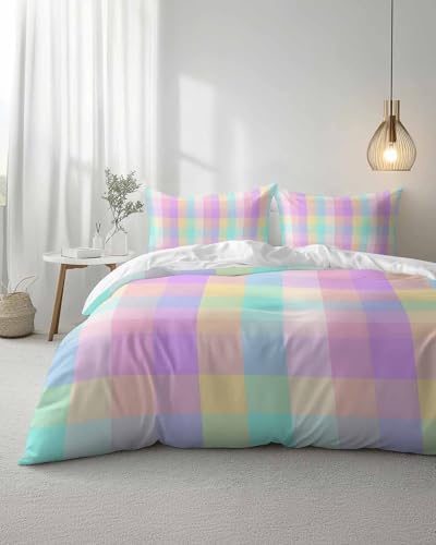 ZOE GARDEN Pink Blue Bed Duvet Cover Queen Set