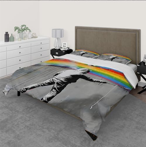 HOBBOY Graffiti Kids Duvet Cover Set 3 Piece Rainbow Print California King