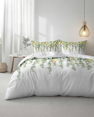 ZOE GARDEN Eucalyptus Lemon Queen Duvet Cover Set