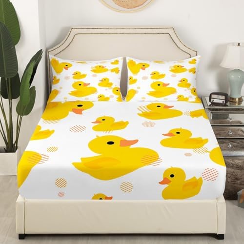 Erosebridal Kawaii Yellow Duck Sheet Pillowcase Set Twin