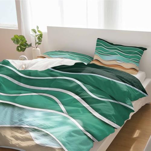 Alandar Home 3 Piece Bedding Set Ombre Turquoise Brown