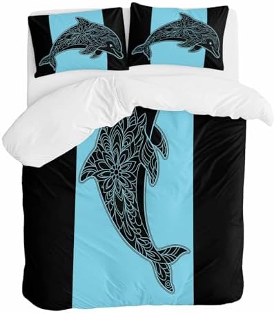 ZOE GARDEN Dolphin Black Duvet Cover Set 3 Pieces