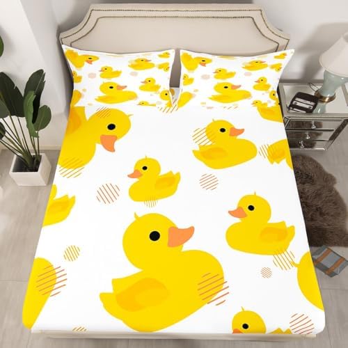 Erosebridal Kawaii Yellow Duck Sheet Pillowcase Set Twin