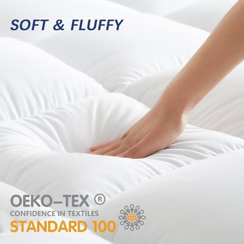 CYMULA King Mattress Topper - Cooling Thick Plush Breathable