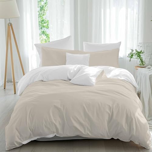 Sabolny Ivory White Queen Duvet Cover Set 3 Piece