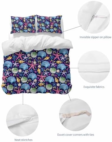 Coastal Blue Queen Duvet Cover Set with Pillowcases