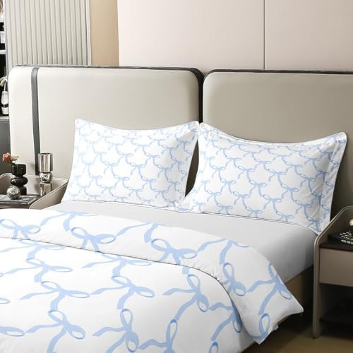 Feelyou Blue Bow Print Duvet Cover Set for Kids