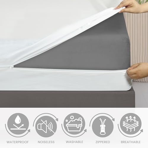 QATAN King Mattress Encasement with Zipper - Waterproof and Breathable