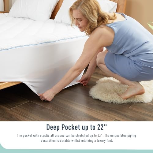 HOMTEC Queen Mattress Pad with Deep Pocket and Quilted Design