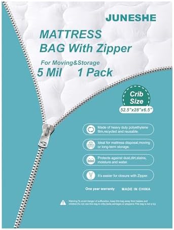 JUNESHE Crib Mattress Storage Bag - Waterproof Zipper Encasement