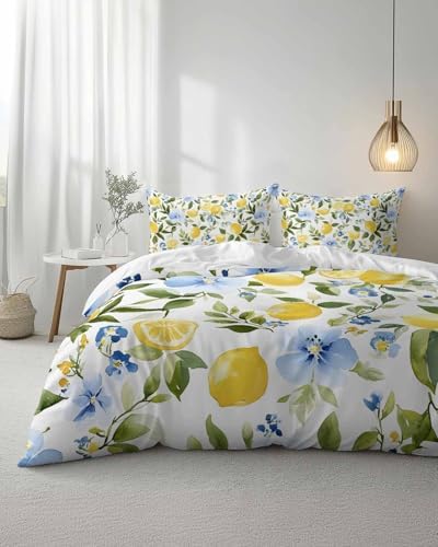 ZOE GARDEN Eucalyptus Lemon Queen Duvet Cover Set 1