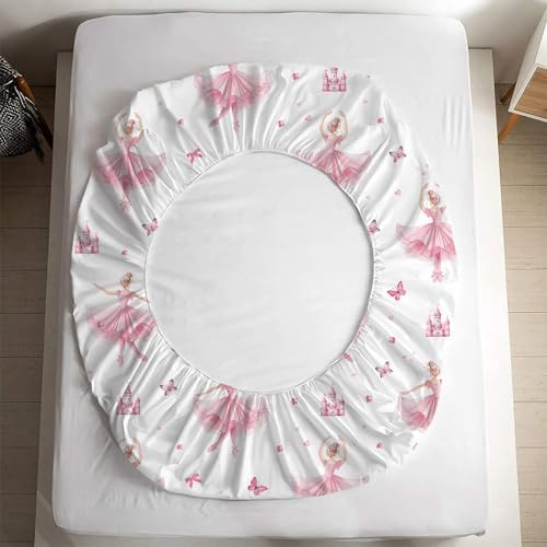 NiuOne 4Pcs Ballet Dancer Girls Sheet Set Twin Size Pink Bedding
