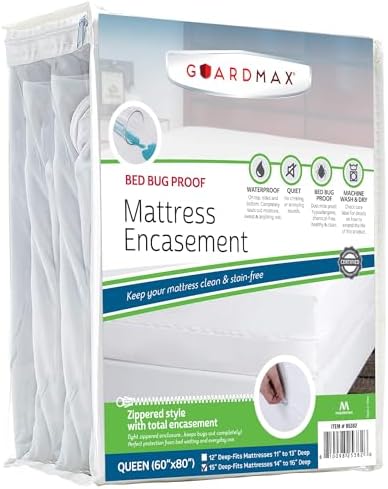 Guardmax Jersey Knitted Queen Mattress Encasement with Deep Pockets and Zipper