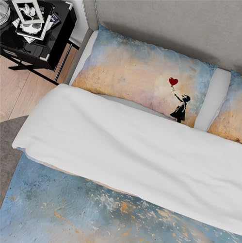 HOBBOY Kids Duvet Cover Set Balloon Girl Pattern