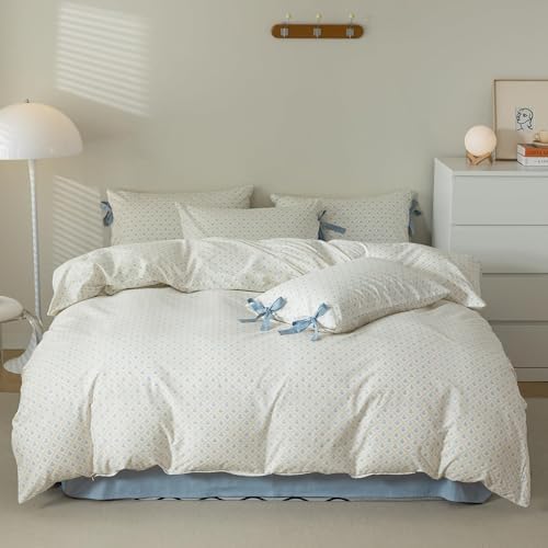 AOJIM Duvet Cover Set with Zipper and Bowknot