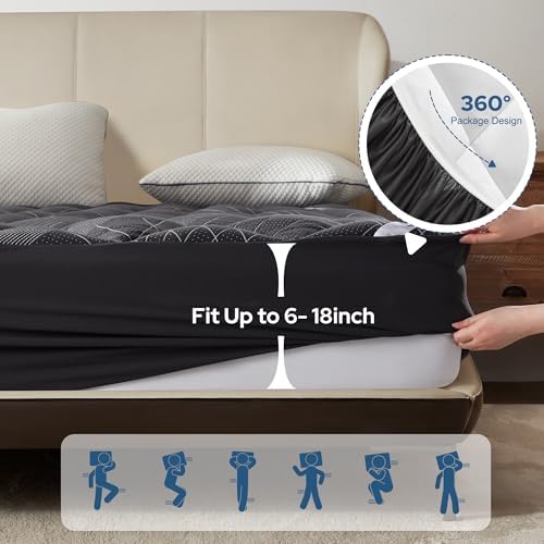 BEDLORE King Mattress Topper Bamboo Viscose 6-18 Inch Deep Pocket