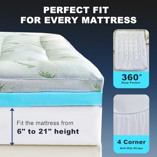 King Mattress Topper Dual Layer 4 Inch Comfort