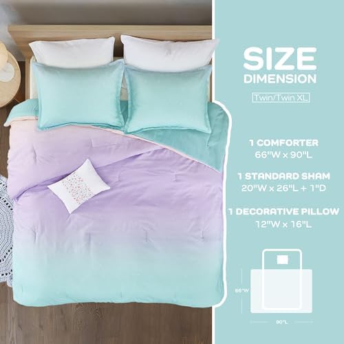 Mi Zone Kids Reversible Comforter Set with Metallic Glitter Ombre Print