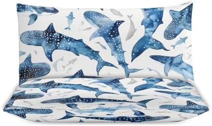 Ultra Soft Blue Shark Duvet Cover Set 3-Piece FullQueen