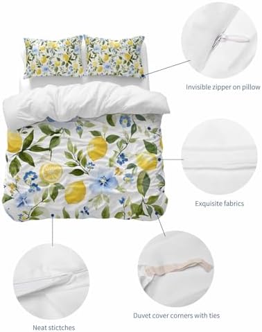 ZOE GARDEN Eucalyptus Lemon Queen Duvet Cover Set 1