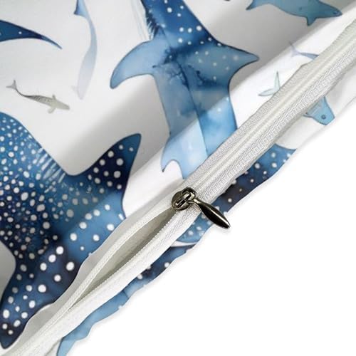 Ultra Soft Blue Shark Duvet Cover Set 3-Piece FullQueen