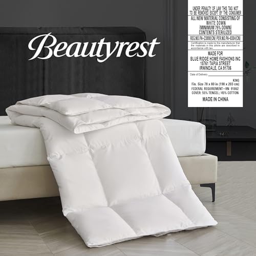 Beautyrest Premium White Down Mattress Topper with Elastic Bands