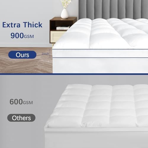 CYMULA King Mattress Topper - Cooling Thick Plush Breathable