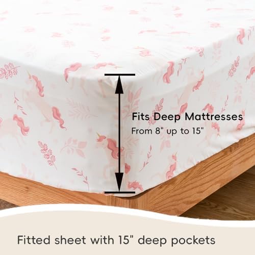 Bunnikins Clover 3-Piece Twin Sheet Set - Unicorn Girl Print