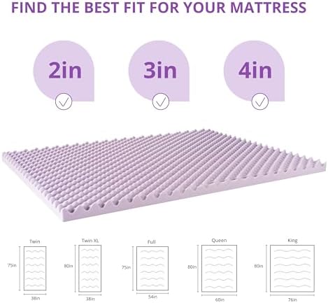 EGOHOME Egg Crate 3-Inch Memory Foam Mattress Topper Full Purple 54x75