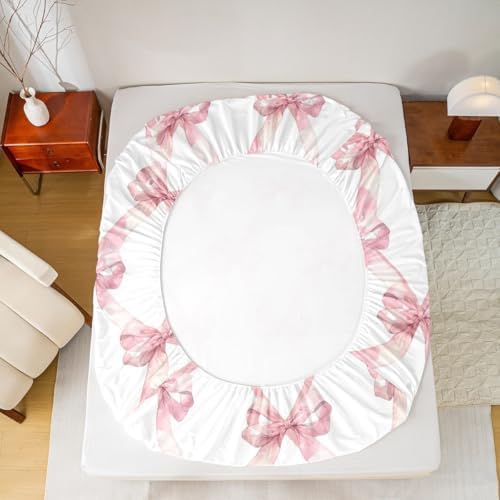 Manfei Pink Bowknot Twin Size Sheet Set