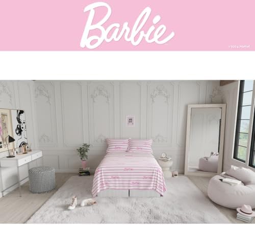 Franco Collectibles Barbie Logo 4-Piece Full Sheet Set