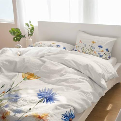 Alandar Home Duvet Cover Set Blue Flowers 3 Piece 1