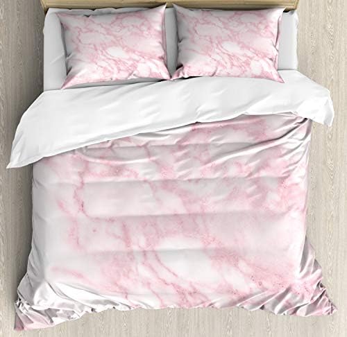 Ambesonne Marble Print Duvet Cover Set for Kids