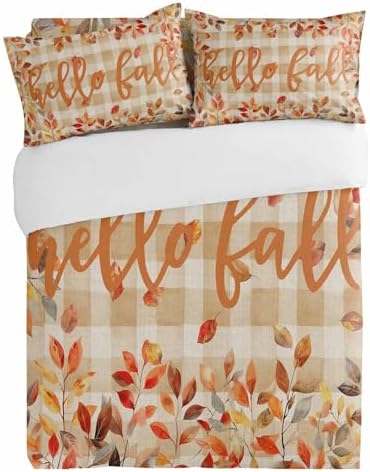 3 Piece Bedding Set with Fall Leaves Design