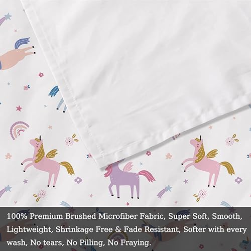 MUSOLEI Unicorn Fitted Sheet Set for Kids