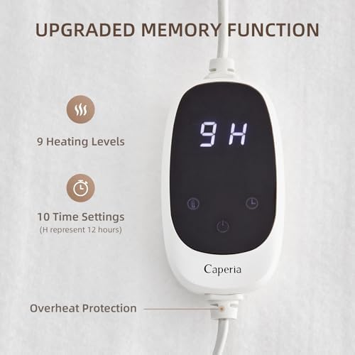 Caperia Full Size Heated Mattress Pad with 9 Heat Settings