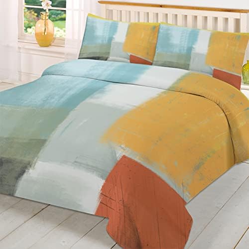ZOE GARDEN Orange Yellow Teal Duvet Cover Set