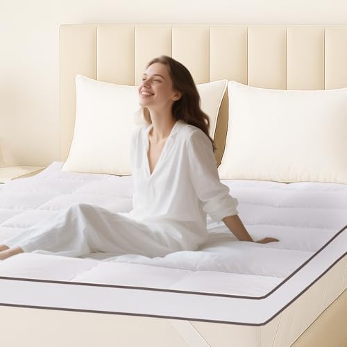 ABROLOY Memory Foam Queen Mattress Topper with 3 Inch Shredded Foam
