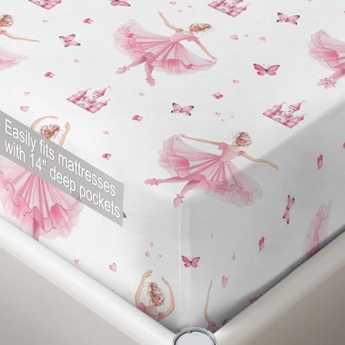 NiuOne 4Pcs Ballet Dancer Girls Sheet Set Twin Size Pink Bedding