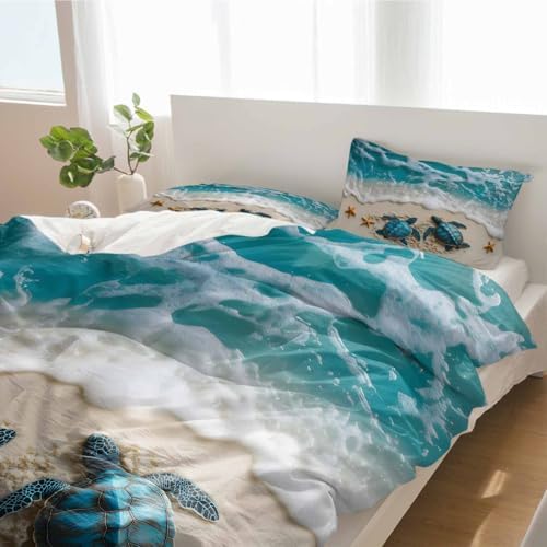 Alandar Home 3 Piece Bedding Set Turquoise Ocean Scene