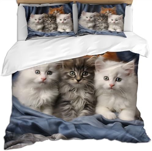 Cute Cats Duvet Cover Set California King Size
