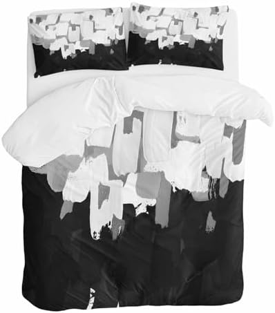Sabolny Black White Queen Duvet Cover Set 3 Piece