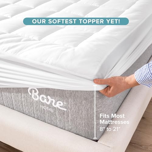 Bare Home Queen Mattress Toppers Cotton Plush Pad 1