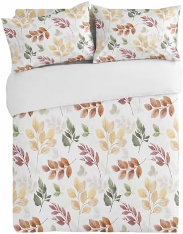Alandar Home Autumn Eucalyptus Leaf Duvet Cover Set 3 Piece